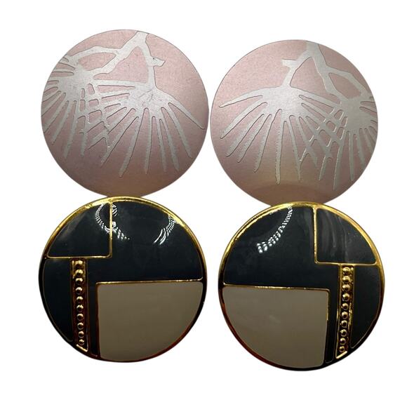 Vintage Lot of 2 Pair Signed L. BOTT Earrings Enamel Jewelry - Picture 1 of 7